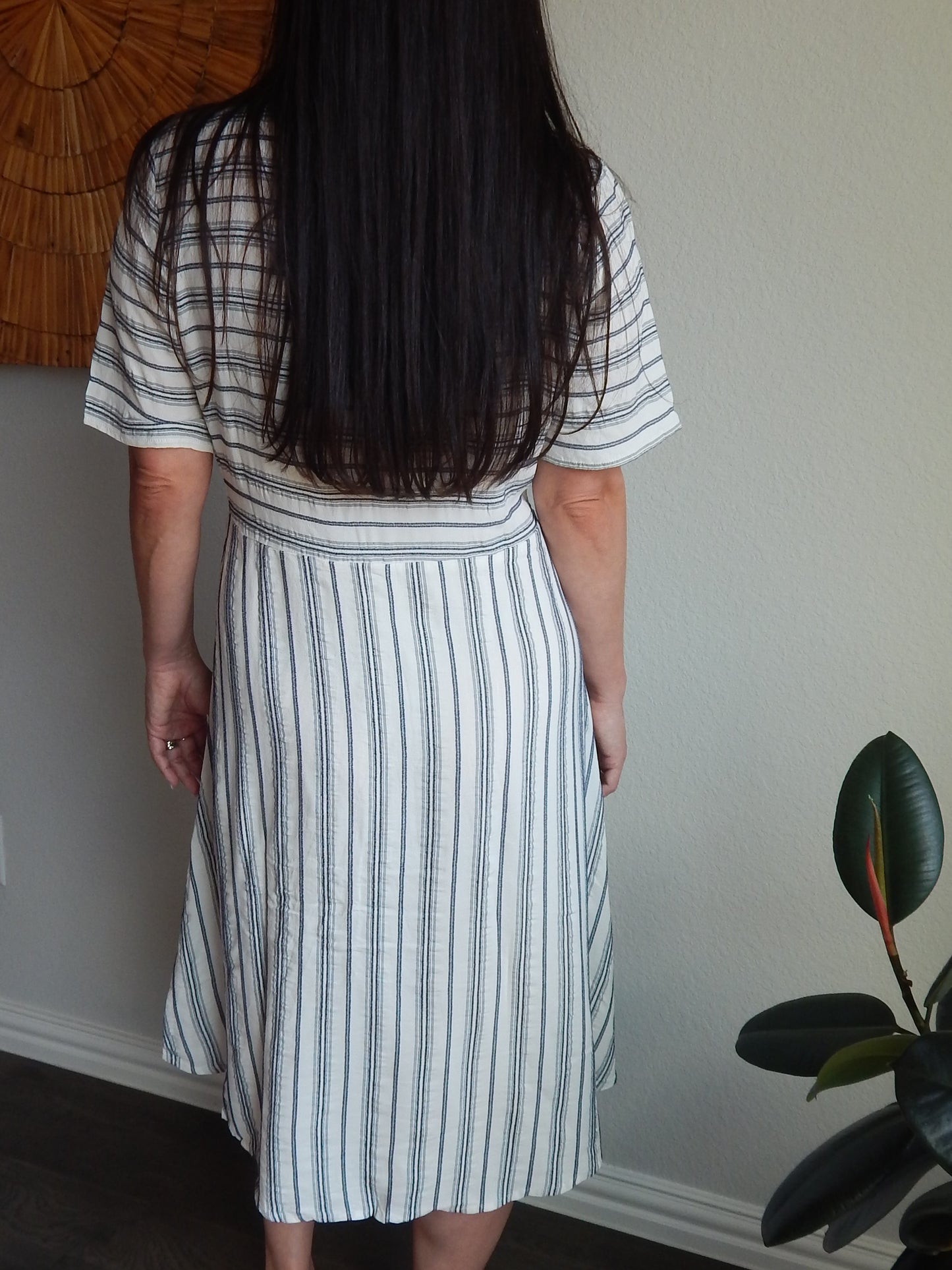 White and Navy Stripe Dress