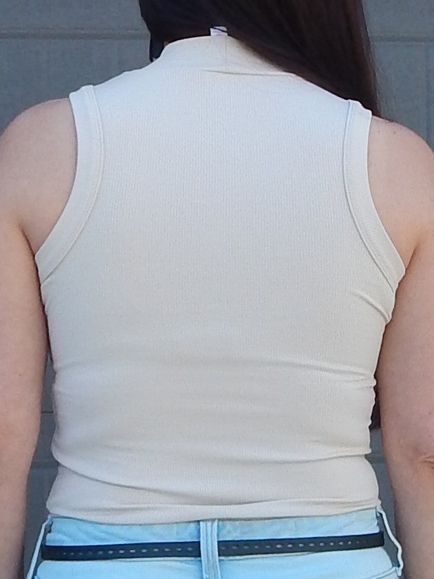 Champagne Turtleneck Sleeveless Tank